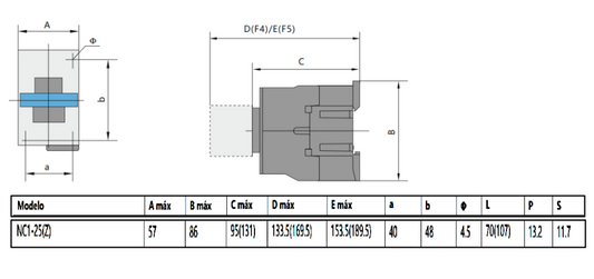 Contactor CHINT NC1-2510 25A 3P+1NA Bobina 24 V AC 50 Hz 11 kW AC-3 – Código 03010268110CH
