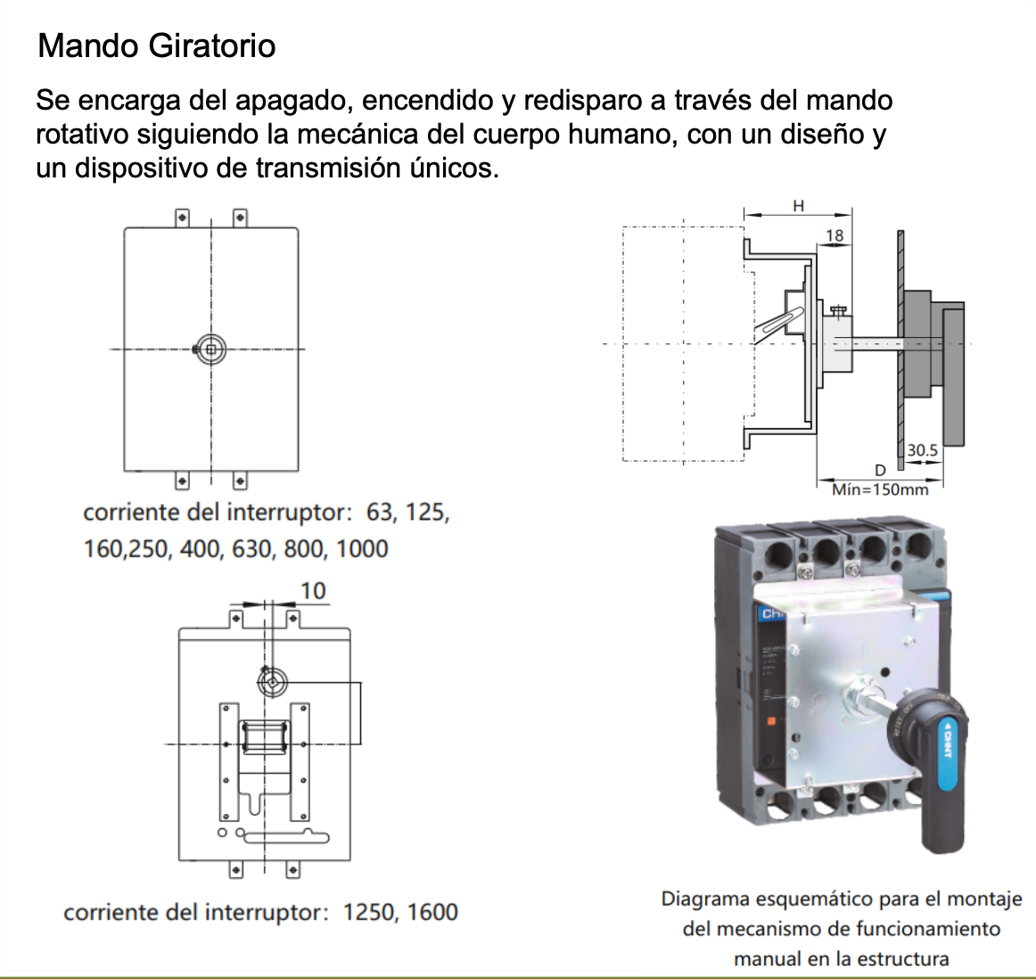 Mecanismo de Operación Manual CHINT ERH-M1 para NXM-125(63) – Código 072120610CH