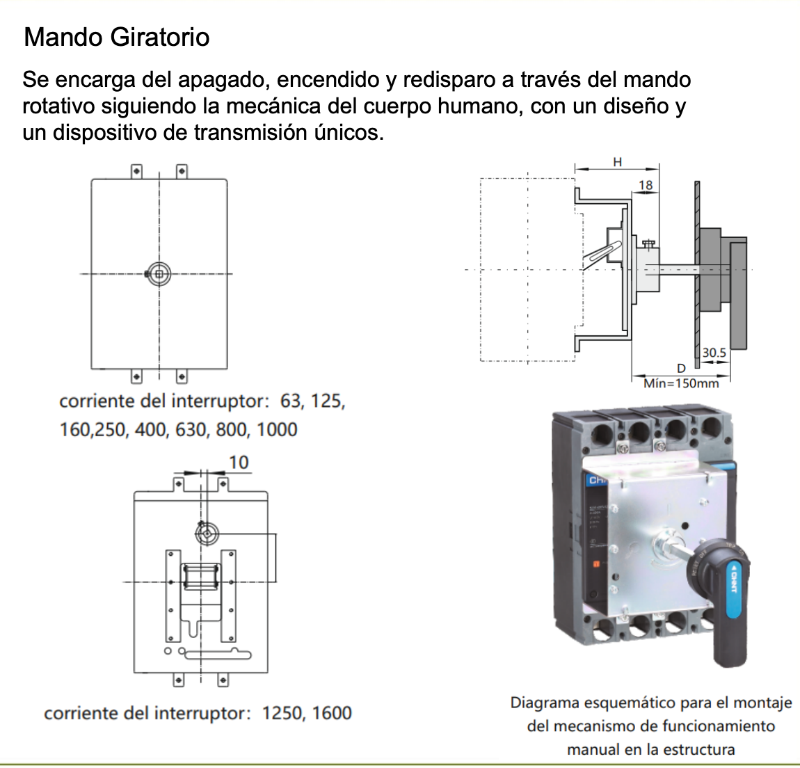 Mecanismo de Operación Manual CHINT ERH-M2 para NXM-160 – Código 072120620CH