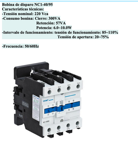 Bobina 220 V AC para Contactor CHINT NC1-40/95 – Código 030880095CH