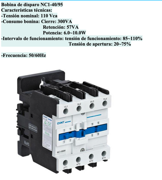Bobina 110 V AC para Contactor CHINT NC1-40/95 – Código 030884095CH