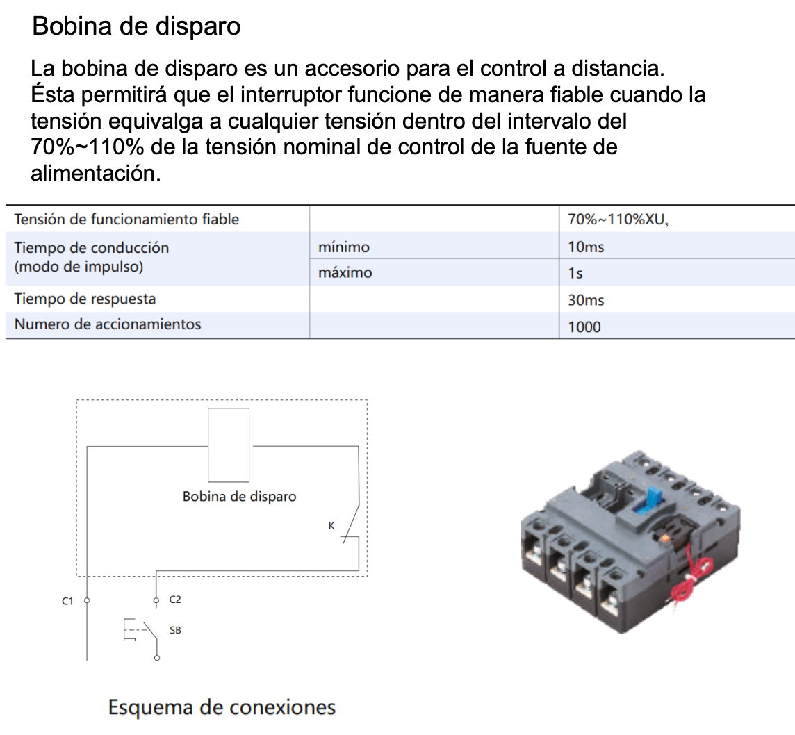 Bobina de Disparo (Shunt Release) CHINT SHT-M2 A1 AC230V Lateral Derecho para NXM(LE)-160 – Código 072120324CH