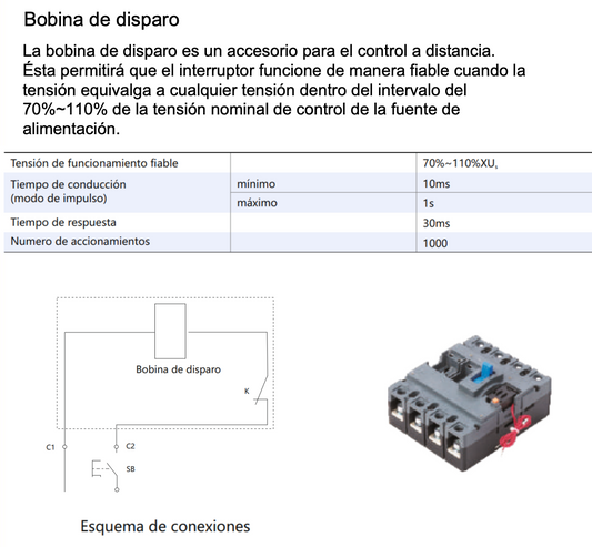 Bobina de Disparo (Shunt Release) CHINT SHT-M2 A1 AC230V Lateral Derecho para NXM(LE)-160 – Código 072120324CH