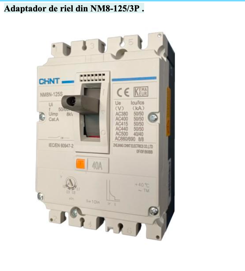 Adaptador a Riel DIN CHINT para NM8-125 3P NM8-ADPT-3P-125 DIN13 – Código 170701CH