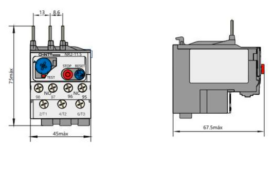 Relé Térmico CHINT NR2-25 1,0-1,6A para Contactor NC1-9A – Código 05010016CH
