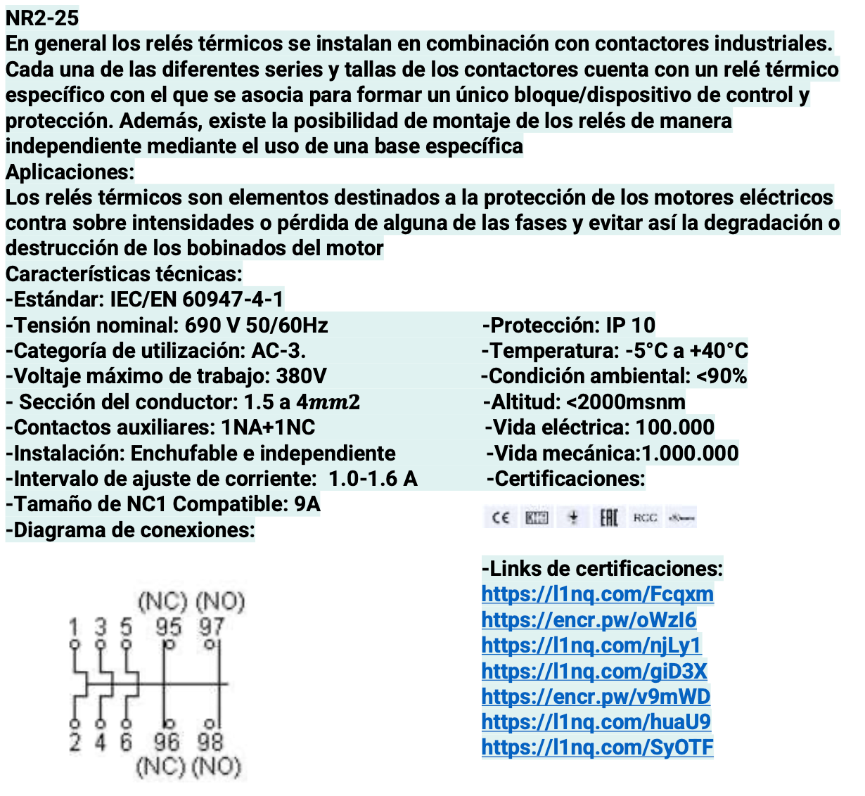 Relé Térmico CHINT NR2-25 1,0-1,6A para Contactor NC1-9A – Código 05010016CH