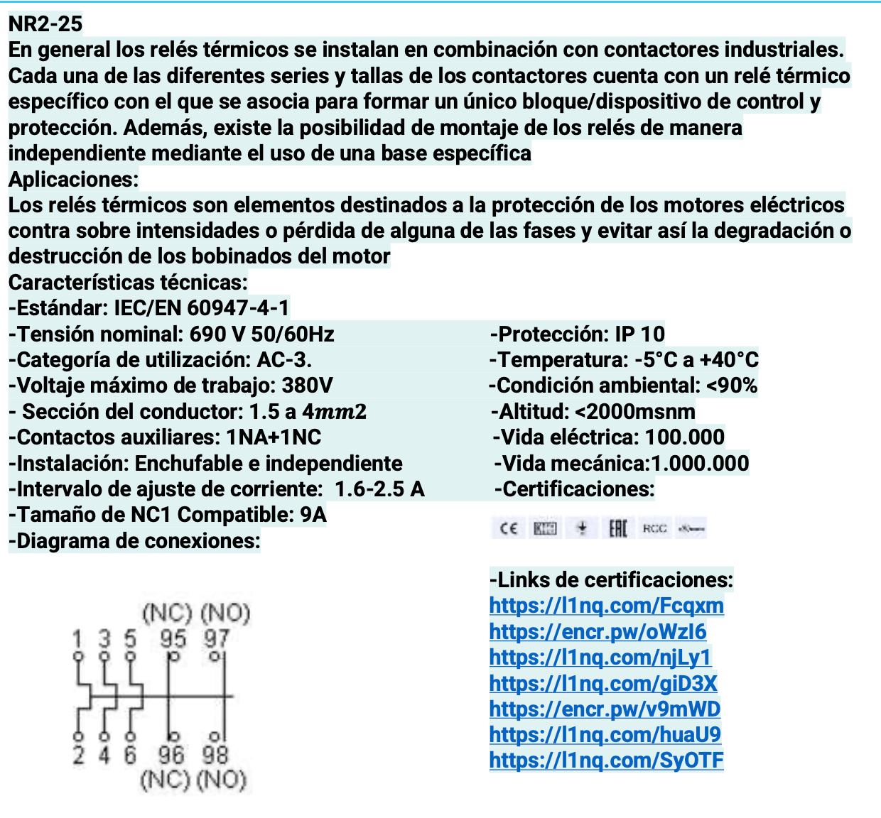 Relé Térmico CHINT NR2-25 1,6-2,5A para Contactor NC1-9A – Código 05010025CH