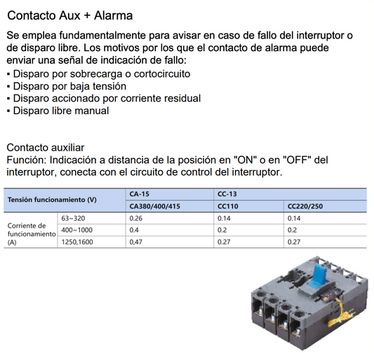 Contacto Auxiliar + Alarma CHINT AX/AL-M1 R para NXMLE-125 / NXM-125(63) Lado Derecho – Código 072120312CH