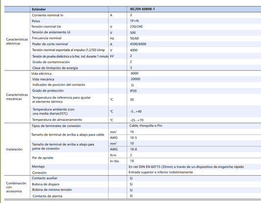 Interruptor Termomagnético CHINT NBH8-40H 1P+N 2A 6kA Curva C – Código 070111002CH