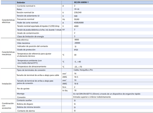 Interruptor Termomagnético CHINT NBH8-40H 1P+N 2A 6kA Curva B – Código 070351102CH