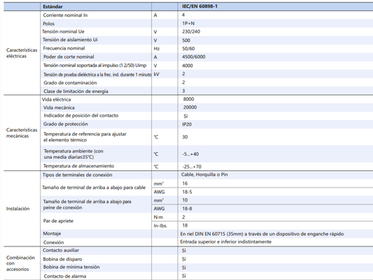 Interruptor Termomagnético CHINT NBH8-40H 1P+N 4A 6kA Curva B – Código 070351104CH