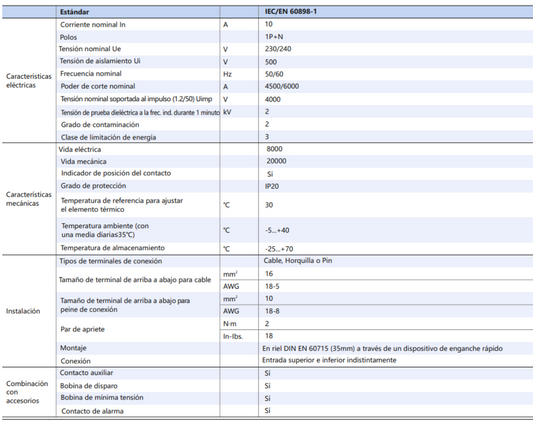 Interruptor Termomagnético CHINT NBH8-40H 1P+N 10A 6kA Curva B – Código 070351110CH