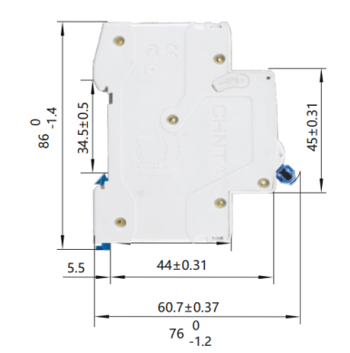 Interruptor Termomagnético CHINT NBH8-40H 1P+N 10A 6kA Curva B – Código 070351110CH