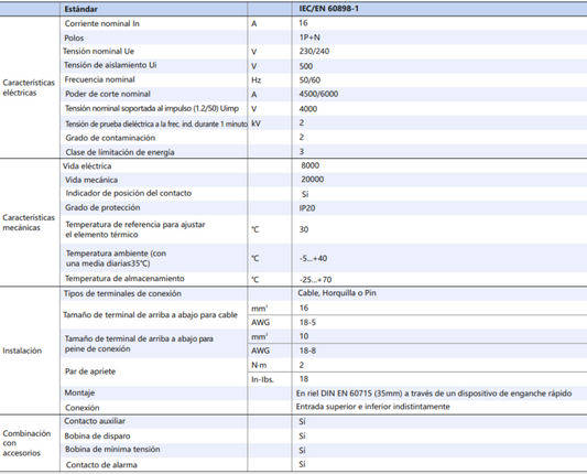 Interruptor Termomagnético CHINT NBH8-40H 1P+N 16A 6kA Curva B – Código 070351116CH