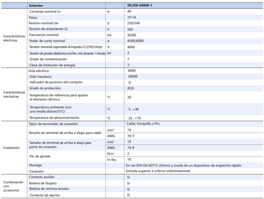 Interruptor Termomagnético CHINT NBH8-40H 1P+N 40A 6kA Curva B – Código 070351140CH