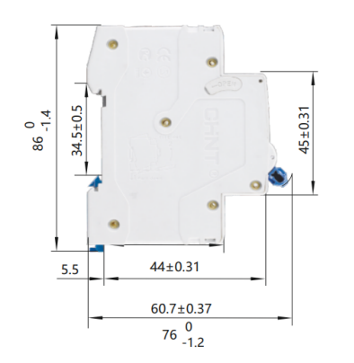 Interruptor Termomagnético CHINT NBH8-40H 1P+N 40A 6kA Curva B – Código 070351140CH
