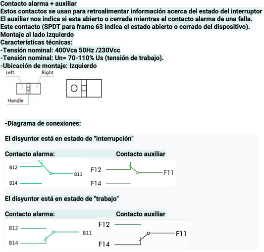 Contacto Auxiliar + Contacto de Alarma CHINT NM1-63 Izquierdo AX/AL – Código 0721002006CH