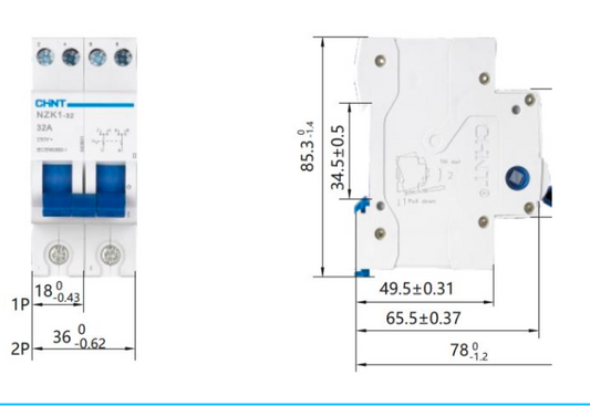 Conmutador Manual de Red CHINT NZK1-32 1P 32A Posiciones 1-0-2 – Código 1701132CH