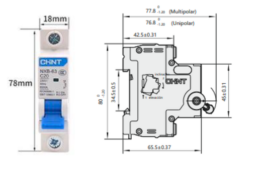 Interruptor Termomagnético CHINT NXB-63H 1P 3A 10kA Curva C – Código 07031103CH
