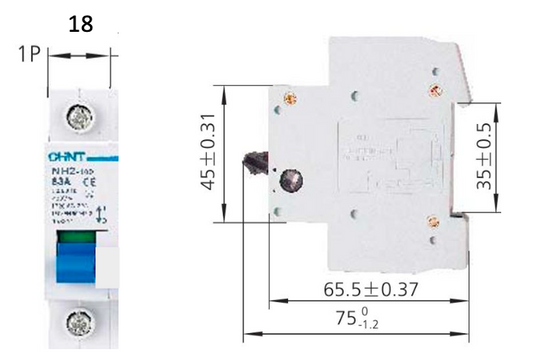 Desconectador Seccionador Modular CHINT NH2-125 1P 63A 230V – Código 171710063CH