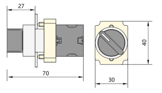 Selector Metálico Manilla Corta CHINT NP2-BD41 2 Posiciones con Retorno 1NA – Código 2508131CH