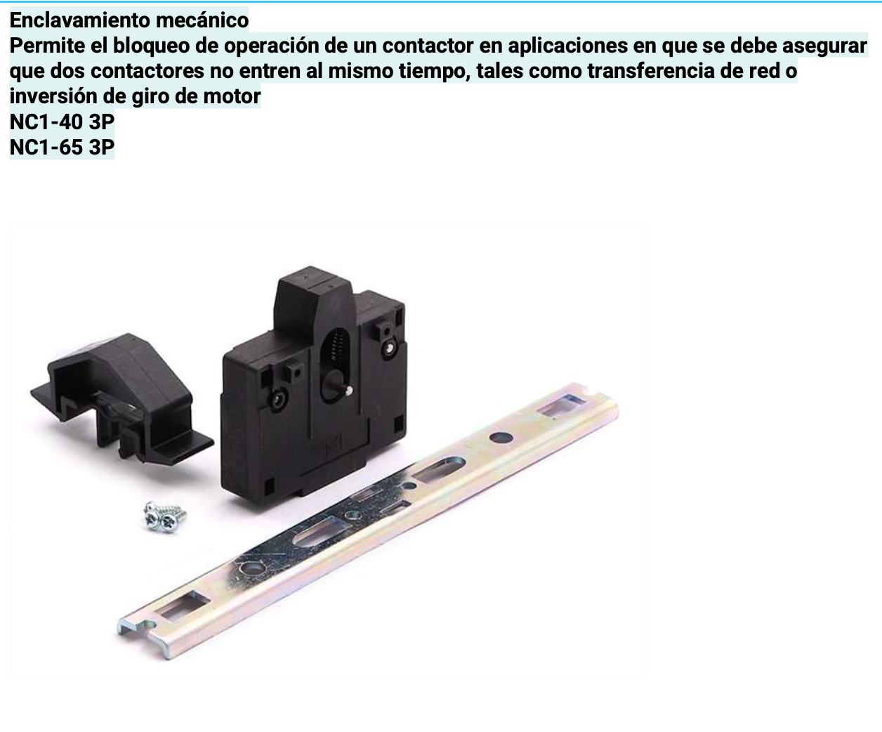 Enclavamiento Mecánico Horizontal CHINT para Contactores NC1/CJX2 40A a 65A – Código 03090040CH