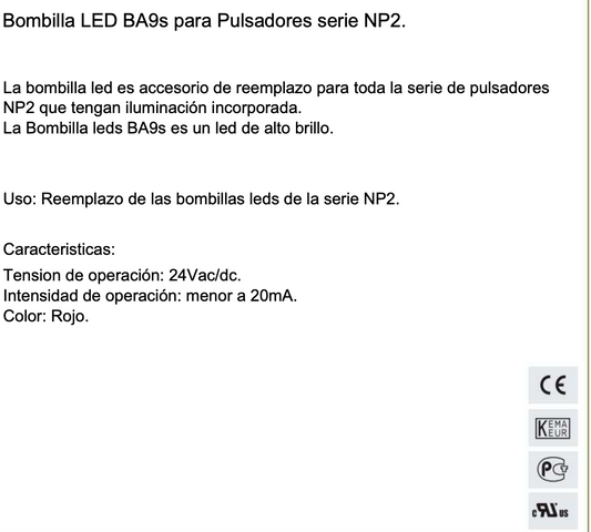 Lámpara LED CHINT BA9S 24V AC/DC Verde – Código 25170101CH