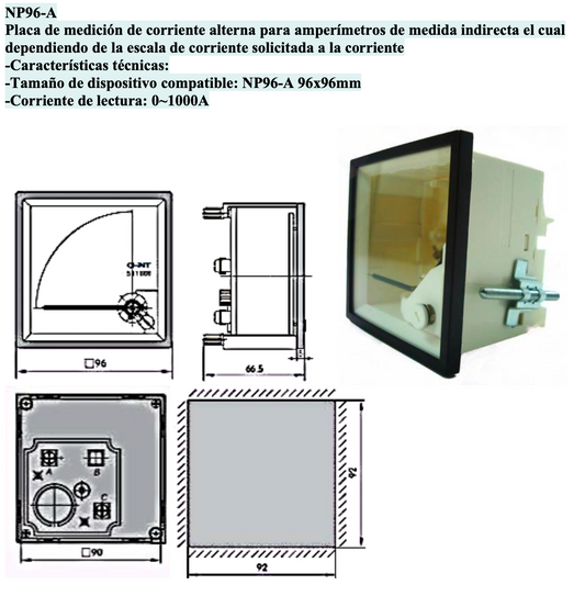 Escala para Amperímetro CHINT NP96 96x96mm 0-1000A AC – Código 27021101CH