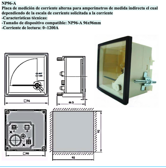 Escala para Amperímetro CHINT NP96 96x96mm 0-1200A AC – Código 27021201CH