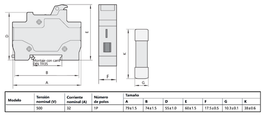 Fusible Cilíndrico CHINT 10x38mm 16A gG/gL 500V – Código 21072316CH