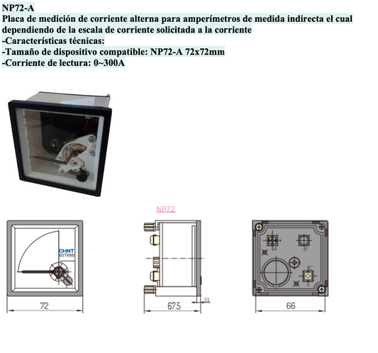 Escala para Amperímetro CHINT NP72 72x72mm 0-300A AC – Código 27011300CH