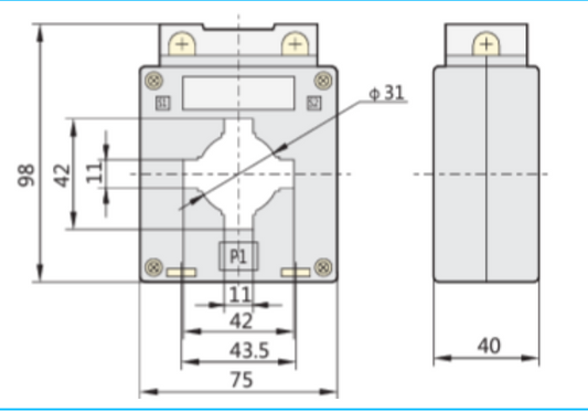 Transformador de Corriente CHINT 300/5A Ventana 40x10mm – Código 2901030CH