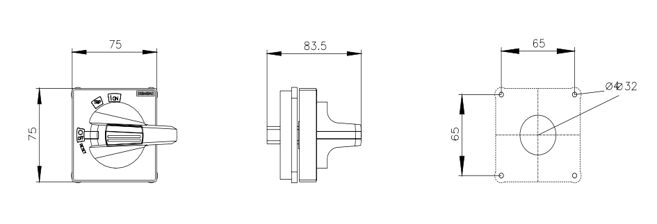 Mando giratorio Gris Siemens, para 3VA2 400/630 55 mm, IP65 SENTRON - 8UD1731-0AB11