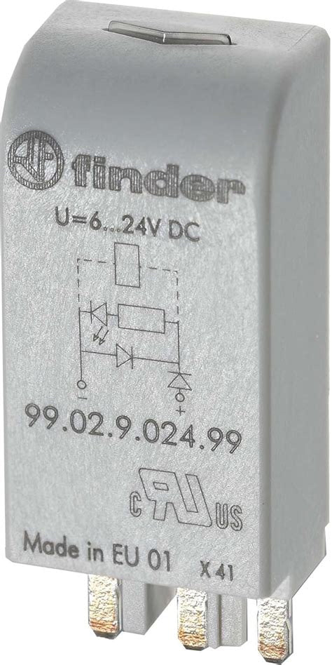 Módulo de Protección y Señalización Finder 99.02.0.024.98 con LED Verde y Varistor para Bobinas de 6–24 V AC/DC – Código 99.02.0.024.98