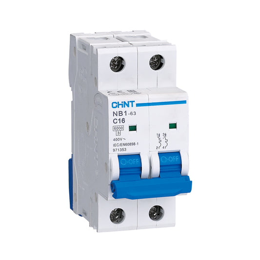 Interruptor Termomagnético CHINT NB1‑63DC 2 P 25 A 500 V DC Curva C – Código 07032225CH