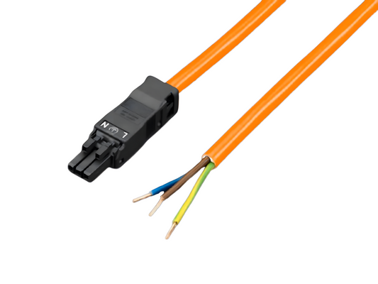 Cable de conexión SZ 2500.400 – 3 polos, 3 metros, 1.5 mm², 100–240 V AC, color naranja