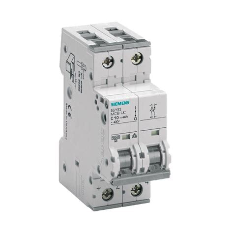 Interruptor Termomagnético Siemens SENTRON 5SY5210-7 2P 10A 10kA 400V AC / 440V DC Curva C – Código 5SY5210-7
