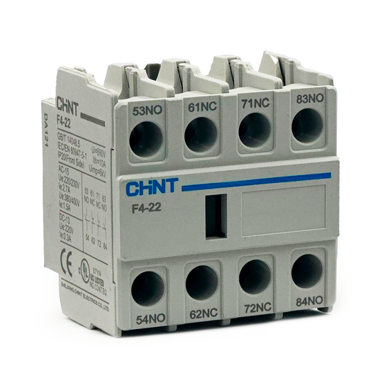 Contacto Auxiliar Frontal CHINT F4-22 – 2NA + 2NC para contactores NC1 y NC2