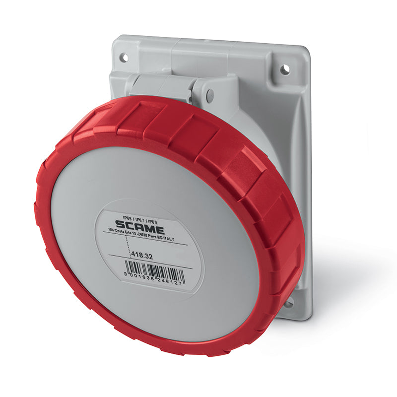 Enchufe Industrial Hembra 3 Polos 32A 380-415V IP66/IP67 – Scame OPTIMA 418.3266