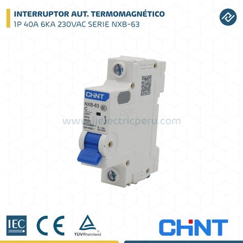 Interruptor Automático CHINT NXB-63 1P 40A 6kA Curva C con Certificación SEC – Código 070101040CH