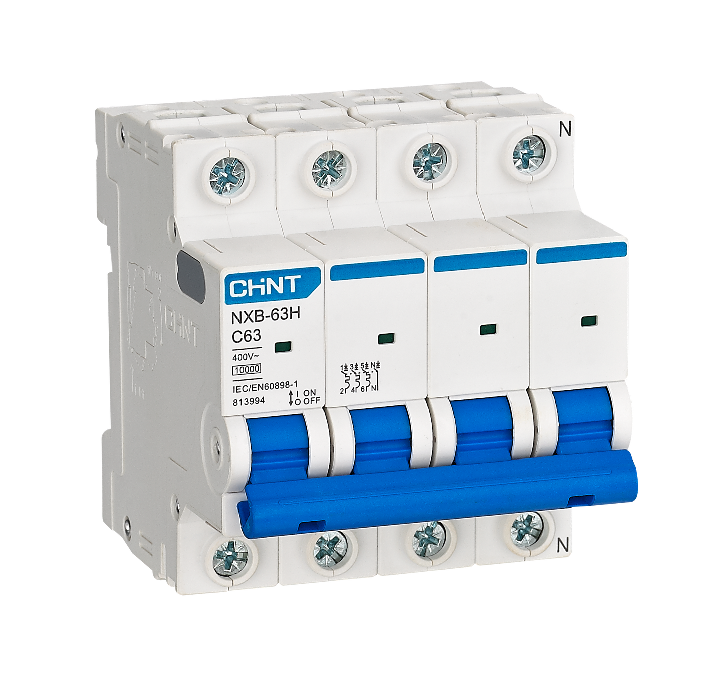 Interruptor Termomagnético CHINT NXB-63H 4P 10A 10kA Curva B – Código 07035410CH