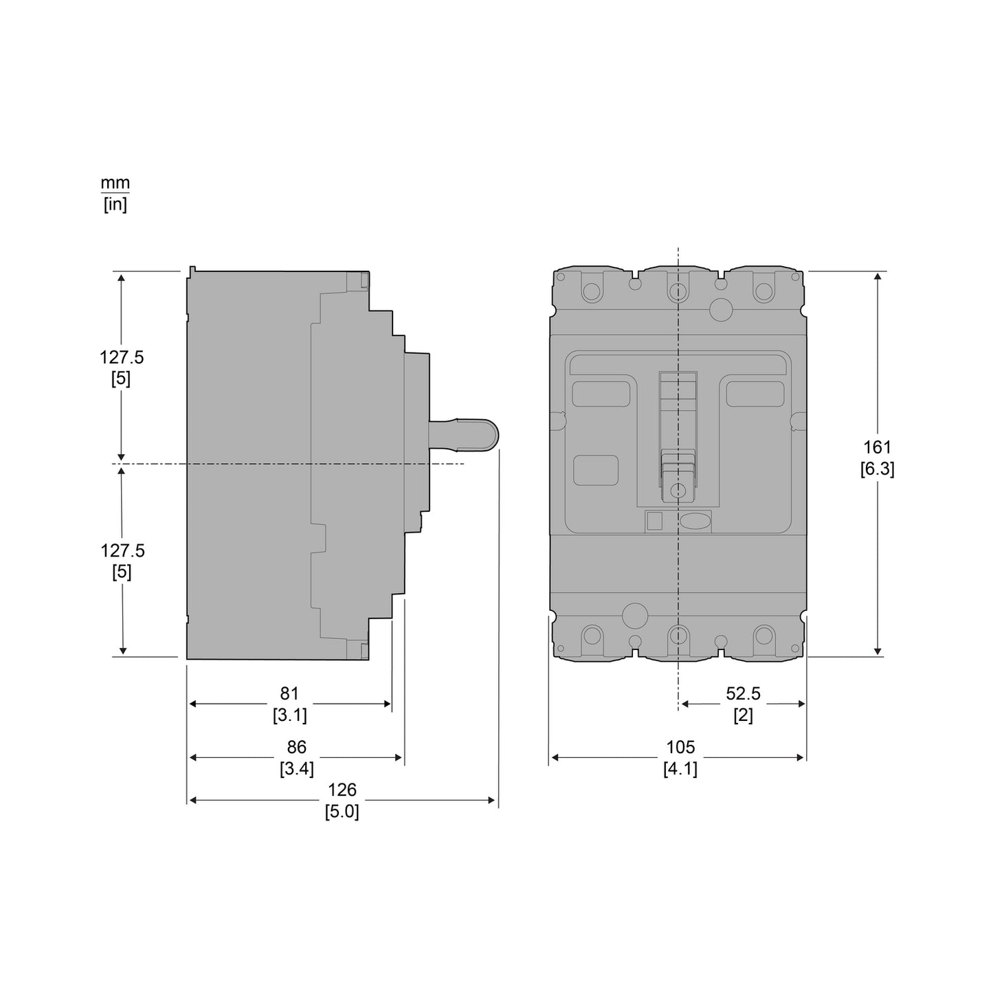 C25H3TM250 Circuit breaker ComPacT NSX250H, 70kA at 415VAC, TMD trip unit 250A, 3 poles 3d