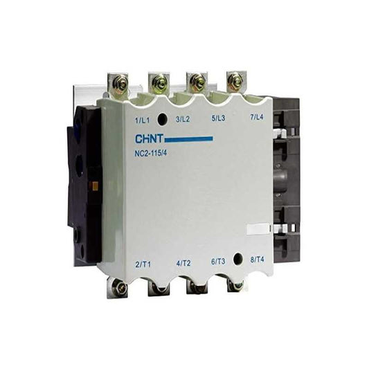 Contactor CHINT NC2-115/4 – 115 A, 4 polos (4NA), 55 kW (AC-3/380 V), bobina 220 V AC