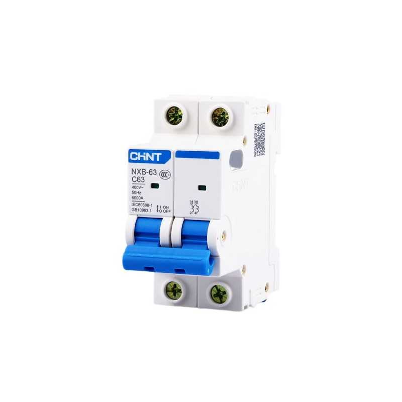 Interruptor Termomagnético CHINT NXB‑63H 2 P 25 A 10 kA Curva B con Certificación SEC – Código 07035225CH