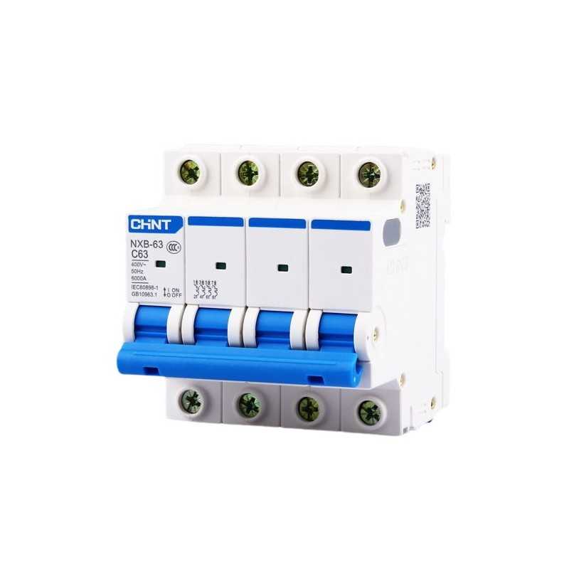 Interruptor Termomagnético CHINT NXB‑63H 4 P 25 A 10 kA Curva D con Certificación SEC – Código 07033425CH
