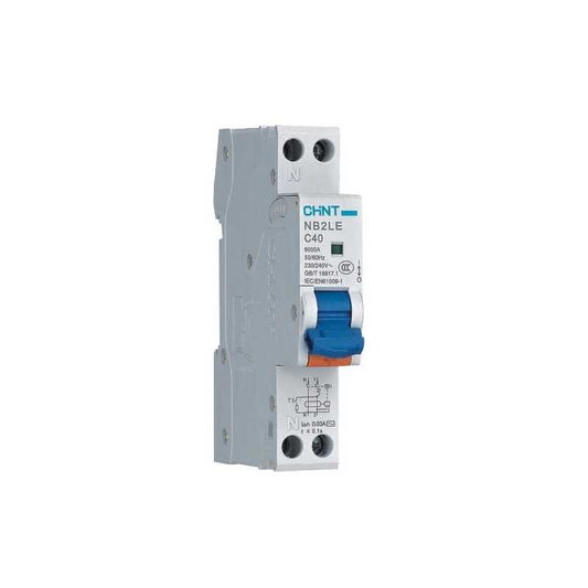 Interruptor RCBO CHINT NB1L 1 P+N 40 A Curva C + Diferencial 300 mA Tipo A – Código 0712114030CH