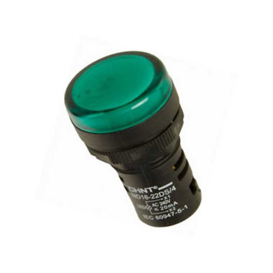 Piloto Compacto CHINT ND16‑22DS/4 Verde Ø22 mm 220 V AC – IP65 | Código 2502025CH