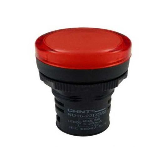 Piloto compacto CHINT ND16‑22DS/2 24 V AC/DC IP65 Ø22 mm – Código 2502022CH