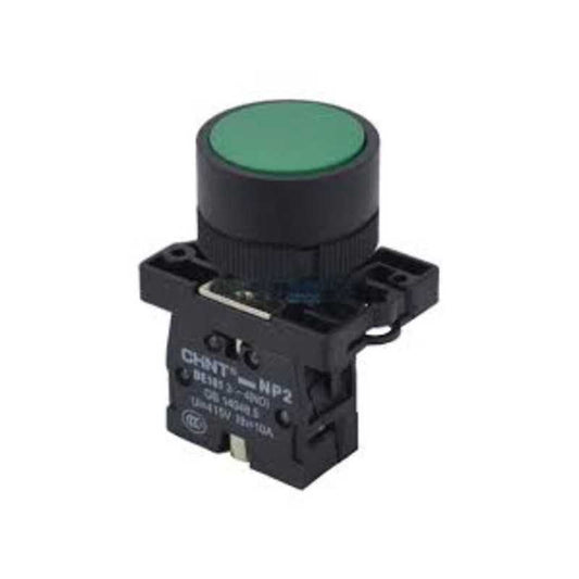 Pulsador plano verde CHINT 1NA Ø22 mm – Código 2503001CH