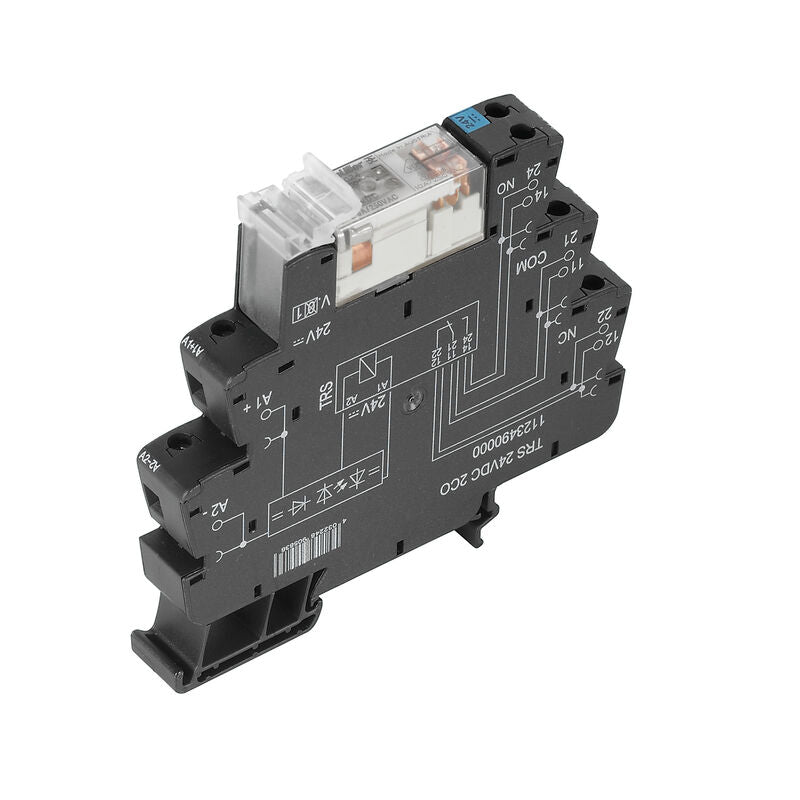 RELE CON BASE TRS 24VDC 2CO 8A PULSADOR NO - 1123490000